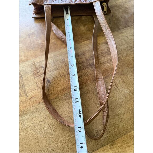 Hand Tooled Genuine Leather Tote Bag Brown Tribal Ethnic Boho Shoulder Purse - Picture 11 of 11